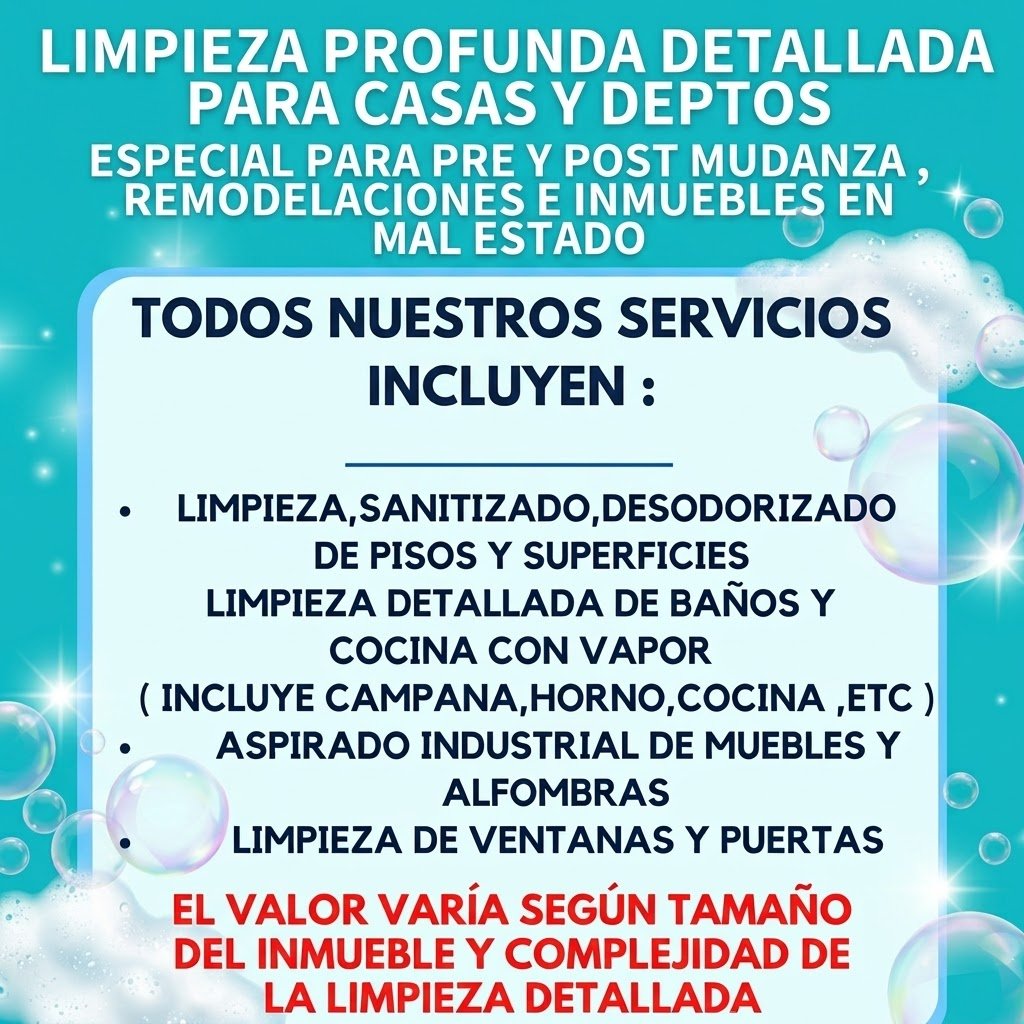 Limpieza profunda detallada a domicilio en Providencia, Santiago: casas y deptos, pre y post mudanza, remodelaciones e inmuebles en mal estado